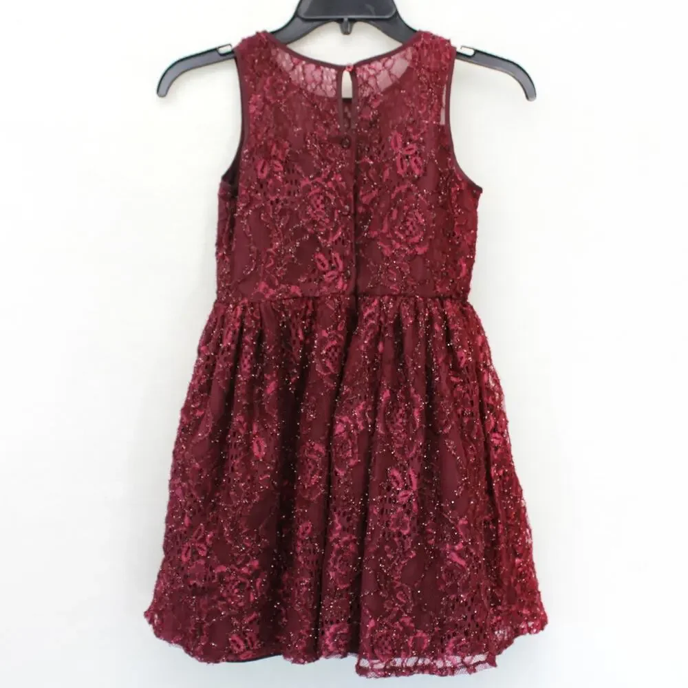 Pipa & Julie Party Dress Plum Kids Girl 8 Years Shine Holiday Sleeveless Buttons
